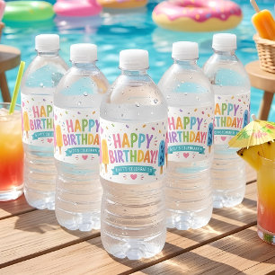 Étiquette Pour Bouteilles D'eau Gâteau d'anniversaire de glace pastel personnalisé