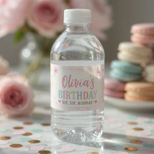 Étiquette Pour Bouteilles D'eau Gâteau d'anniversaire personnalisé en glace pastel