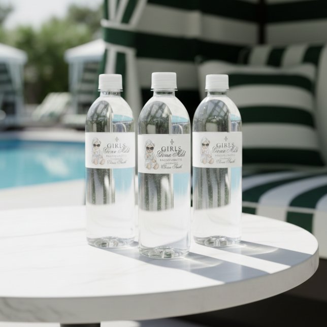 Étiquette Pour Bouteilles D'eau Girls Gone Mild Spa Bear Bachelorette (Not every bachelorette party needs to be wild—and that’s exactly the vibe of Girls Gone Mild!)