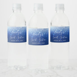 Étiquette Pour Bouteilles D'eau Glam Navy Blue Sweet 16
