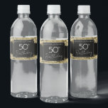 Étiquette Pour Bouteilles D'eau Gold 50th Birthday Party<br><div class="desc">Tout le texte est ajustable et facile à changer pour vos besoins de partie. Grand élégant étiquettes de bouteille d'eau de fête d'anniversaire. Faux coups de peinture or.</div>