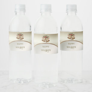 Étiquette Pour Bouteilles D'eau Gold Christmas Bells Holiday