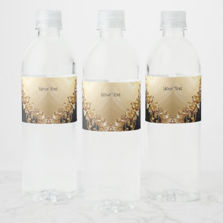 Étiquette Pour Bouteilles D'eau Gold Floral Embellishments Water Bottle Label