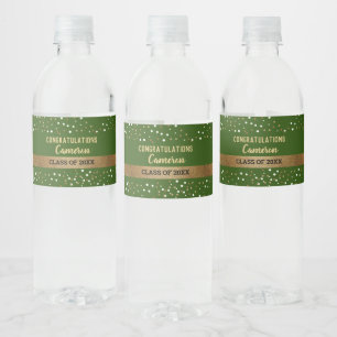 Étiquette Pour Bouteilles D'eau Gold Green Graduate classe personnalisée de 2021