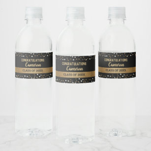 Etiquette personnalisée pour bouteille damas noir et blanche