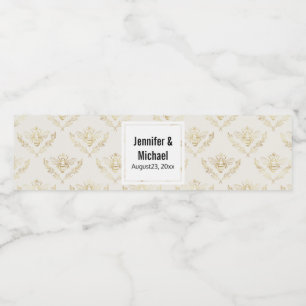 Étiquette Pour Bouteilles D'eau Golden Bumble Bee avec un Mariage Motif de la Cour