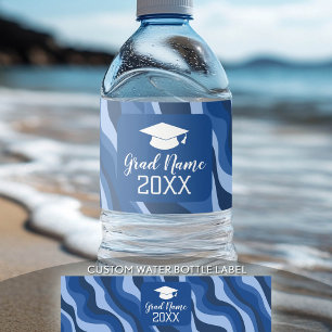 Étiquette Pour Bouteilles D'eau Graduation moderne avec Motif et nom funky
