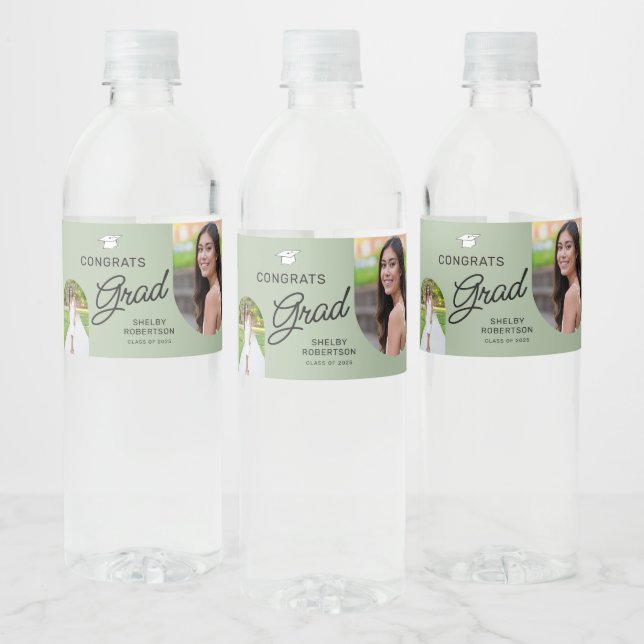 Étiquette Pour Bouteilles D'eau Grats Grand Script Arche moderne 2 Photo (Bouteilles)