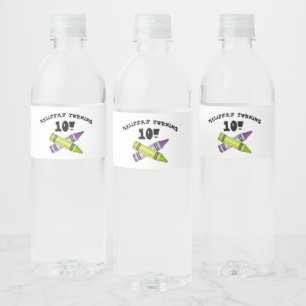 Étiquette Pour Bouteilles D'eau Green Purple Artist Crayons Enfant fête d'annivers