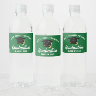 Étiquette Pour Bouteilles D'eau Green White Custom School Graduation Party