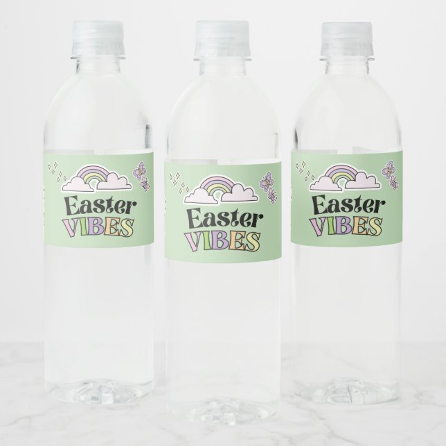Étiquette Pour Bouteilles D'eau Groovy Easter Bunny Water Bottle Label (Bouteilles)