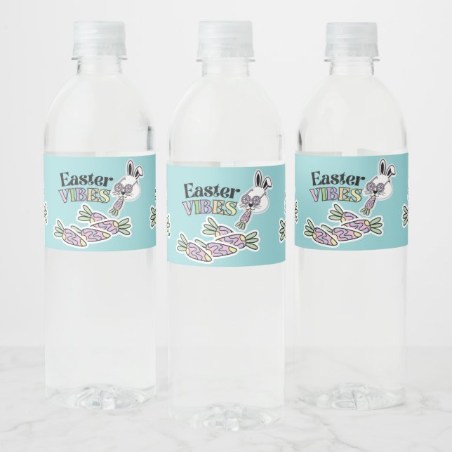 Étiquette Pour Bouteilles D'eau Groovy Easter Bunny Water Bottle Label (Bouteilles)