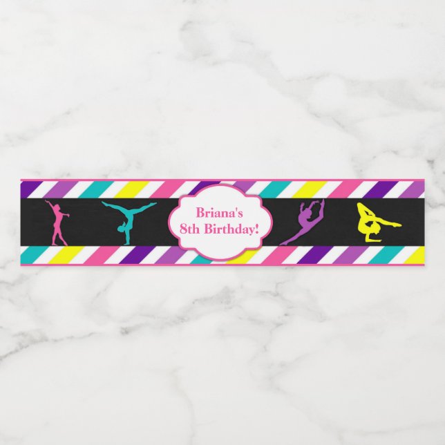 Étiquette Pour Bouteilles D'eau Gymnastique fête d'anniversaire (Étiquettes simples)