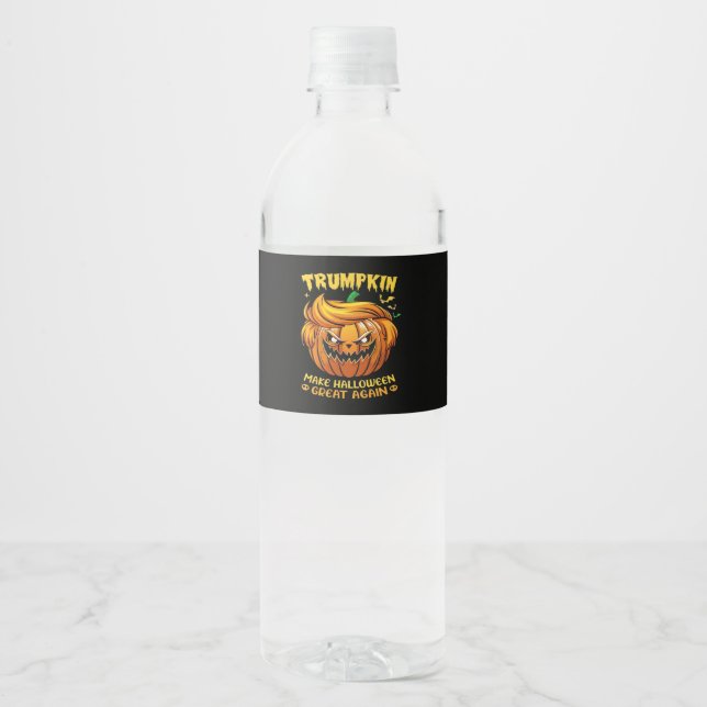Étiquette Pour Bouteilles D'eau Halloween Trumpkin - Rendre Halloween grand à nouv (Devant)