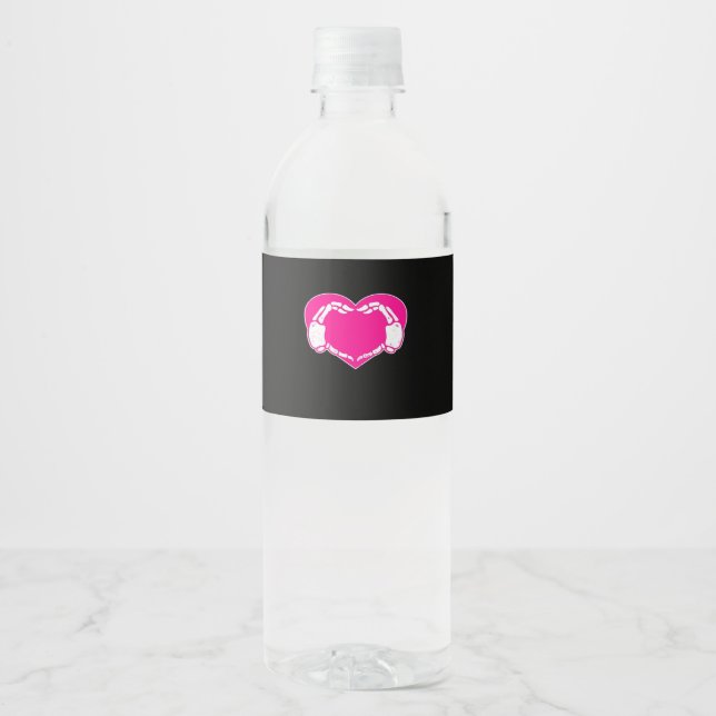 Étiquette Pour Bouteilles D'eau Heart Skeleton mains gothique Valentine classique (Devant)