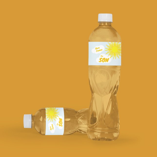 Étiquette Pour Bouteilles D'eau Here Comes The Son Boy Baby Shower (Créateur téléchargé)