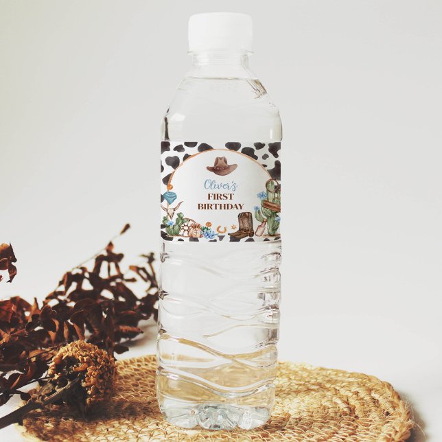 Étiquette Pour Bouteilles D'eau Highland Cowboy Étiquette de bouteille d'eau d'ann (Créateur téléchargé)