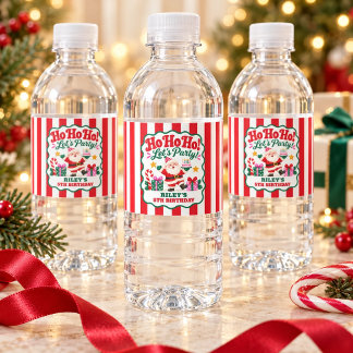 Étiquette Pour Bouteilles D'eau Ho Ho Ho Santa Noël Anniversaire Rayure Rouge Blan