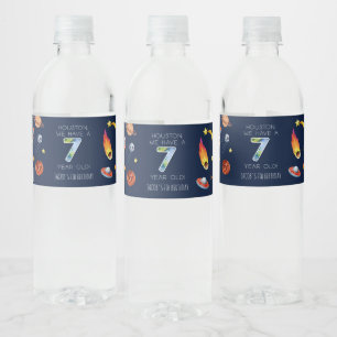 Étiquette Pour Bouteilles D'eau Houston We Have A 7 Year Old 7th Anniversaire