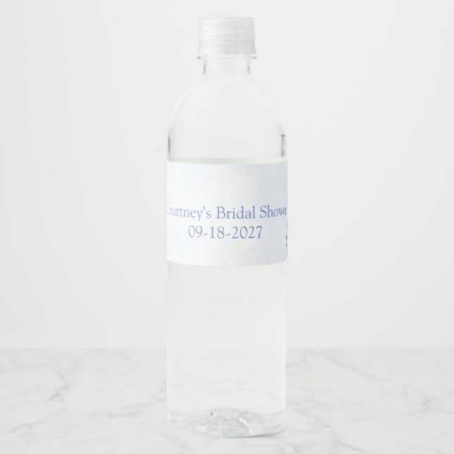 Étiquette Pour Bouteilles D'eau Hydrangea Bleue Quelque Chose De Bleu Baby Shower (Devant)