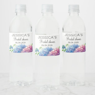 Étiquette Pour Bouteilles D'eau Hydrangeas Fleurs Bleues Fête de Mariage