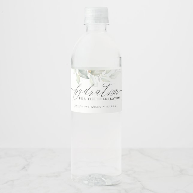 Étiquette Pour Bouteilles D'eau Hydration pour la fête - Mariage de verdure (Devant)