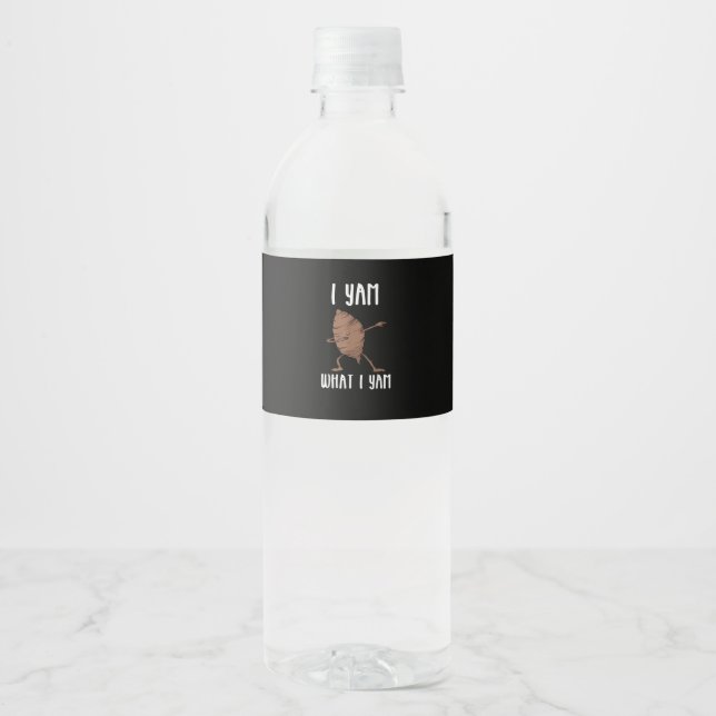 Étiquette Pour Bouteilles D'eau I Yam What I Yam Trendy Basic (Devant)