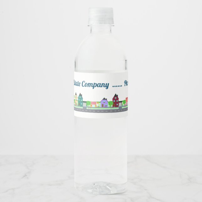 Étiquette Pour Bouteilles D'eau Immobilier Commercial Résidentiel Réalisateur (Devant)