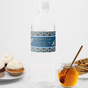 Étiquette Pour Bouteilles D'eau Indigo & Honeycomb Golden Bee Wedding shower