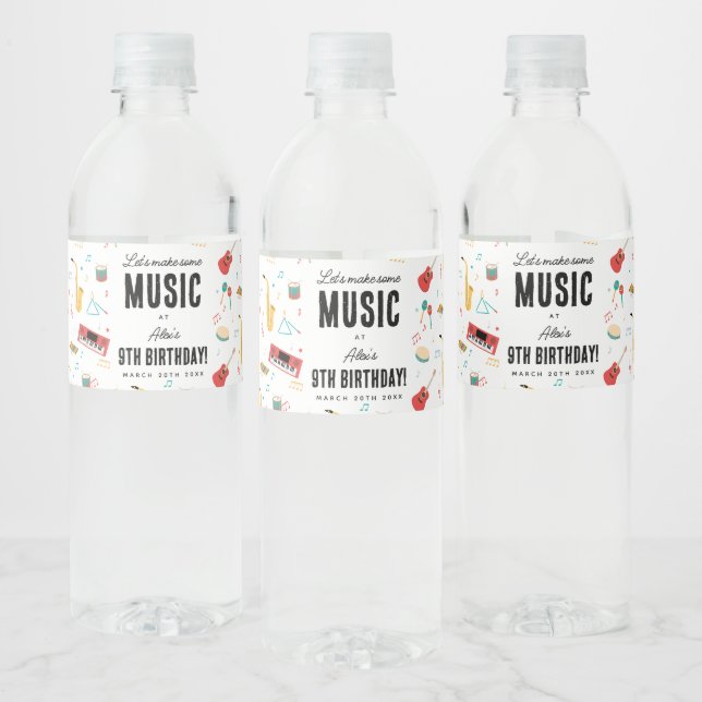 Étiquette Pour Bouteilles D'eau Instruments de musique Thème de fête d'anniversair (Bouteilles)