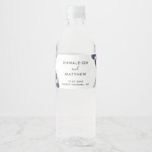 Étiquette Pour Bouteilles D'eau Invités de mariage botanique floral violet