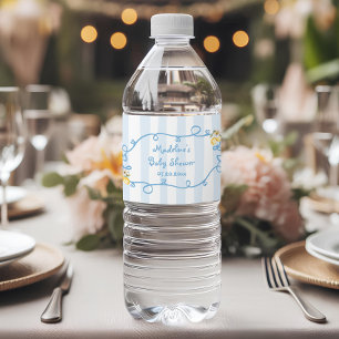 Étiquette Pour Bouteilles D'eau Italian Lemon Blue Bows Baby Shower
