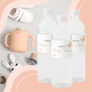 Étiquette Pour Bouteilles D'eau It's a Girl Cute handdraw butterflies Baby Shower