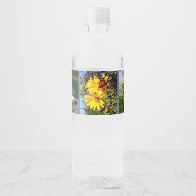 Étiquette Pour Bouteilles D'eau Jardin de papillons (Devant)