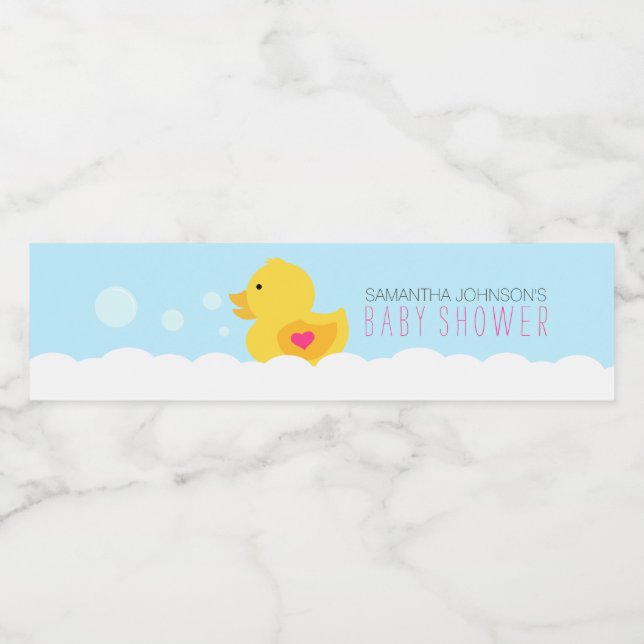 Étiquette Pour Bouteilles D'eau Jaune Caoutchouc Baby shower Bubble Filles de Bain (Étiquettes simples)