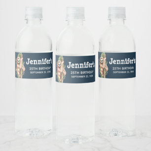 Étiquette Pour Bouteilles D'eau Joli brun parfum et Feuille Tropical Aquarelle