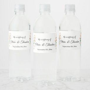 Étiquette Pour Bouteilles D'eau Joli Mariage Fleur sauvage à l'Aquarelle rose tend