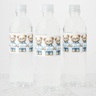 Étiquette Pour Bouteilles D'eau Joli ours en peluche bleu floral Belle fête