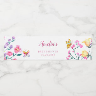Étiquette Pour Bouteilles D'eau Jolie Fête de Bébé Jardin Papillon Floral