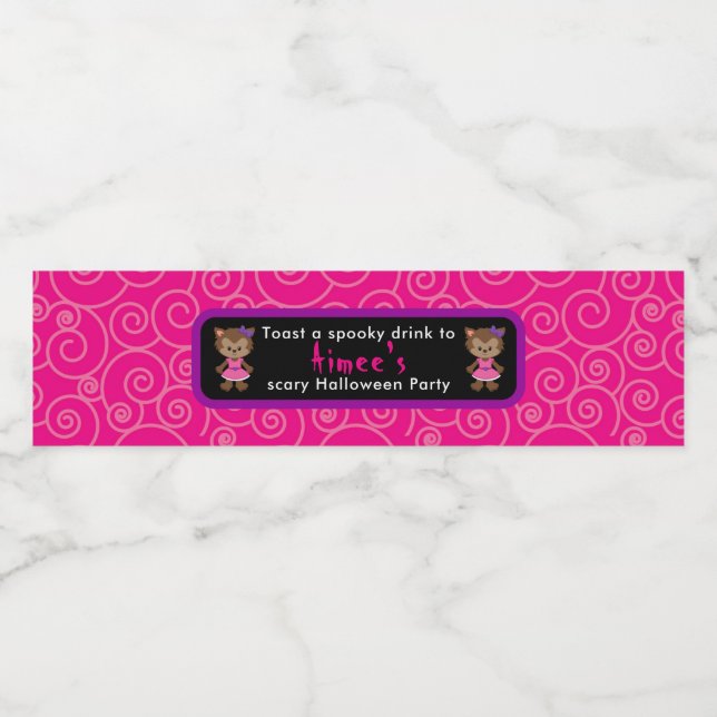 Étiquette Pour Bouteilles D'eau Jolie Fête d'Halloween Werewolf Girl (Étiquettes simples)