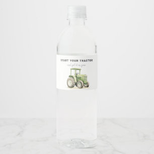 Étiquette Pour Bouteilles D'eau Jour d'anniversaire du tracteur vert de couleur aq