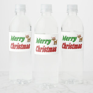 Étiquette Pour Bouteilles D'eau Joyeuse typographie de Christmas Reindeer