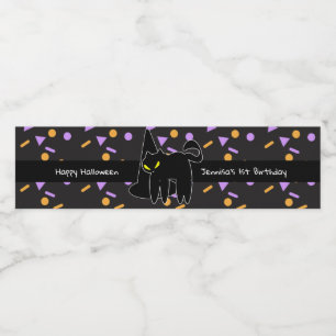 Étiquette Pour Bouteilles D'eau Joyeux Anniversaire Chat Noir Halloween