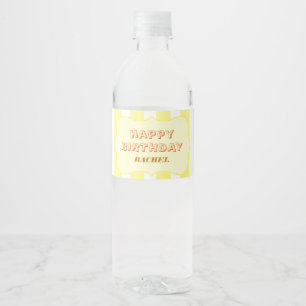 Étiquette Pour Bouteilles D'eau Joyeux Anniversaire Personnalisé Rayure Jaune