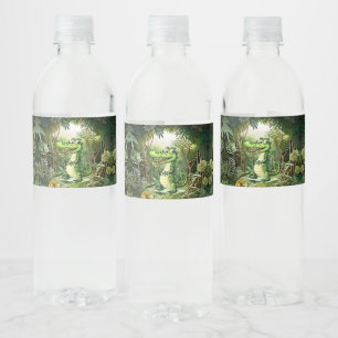 Étiquette Pour Bouteilles D'eau Joyeux Crocodile sauvage arbres de la jungle belle