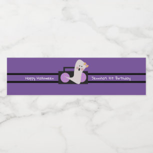 Étiquette Pour Bouteilles D'eau Joyeux Halloween Fantôme Violet Anniversaire