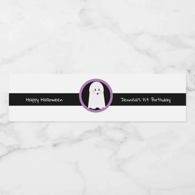 Étiquette Pour Bouteilles D'eau Joyeux Halloween  Simple Ghost Anniversaire  (Étiquettes simples)