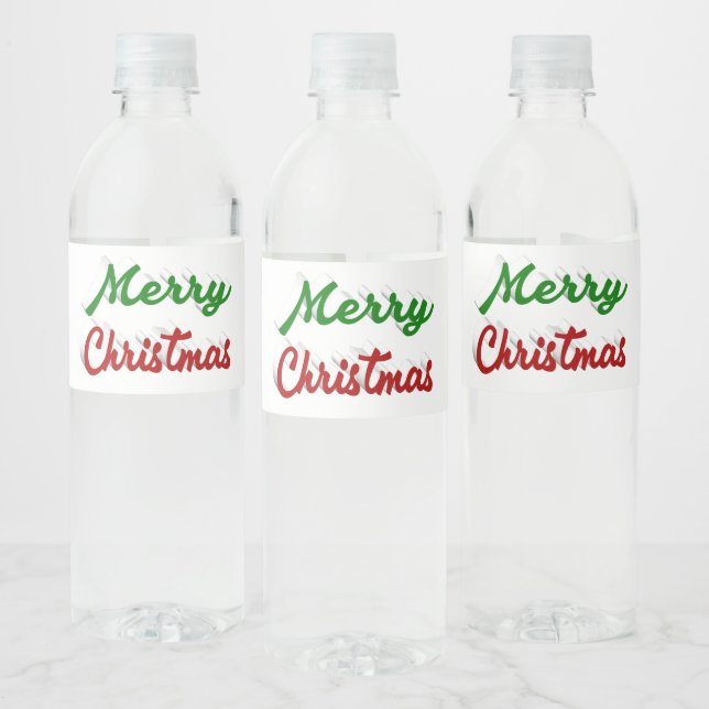 Étiquette Pour Bouteilles D'eau Joyeux Noël rouge et vert script
