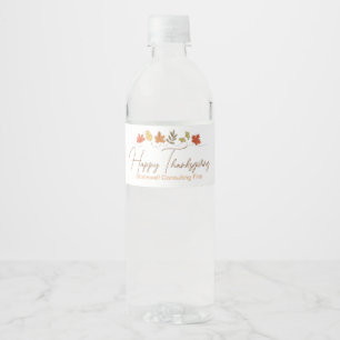 Étiquette Pour Bouteilles D'eau Joyeux Thanksgiving Mignon Feuilles Entreprise Fêt