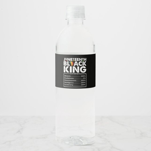 Étiquette Pour Bouteilles D'eau Junetten Black King Faits nutritionnels Melanin (Devant)